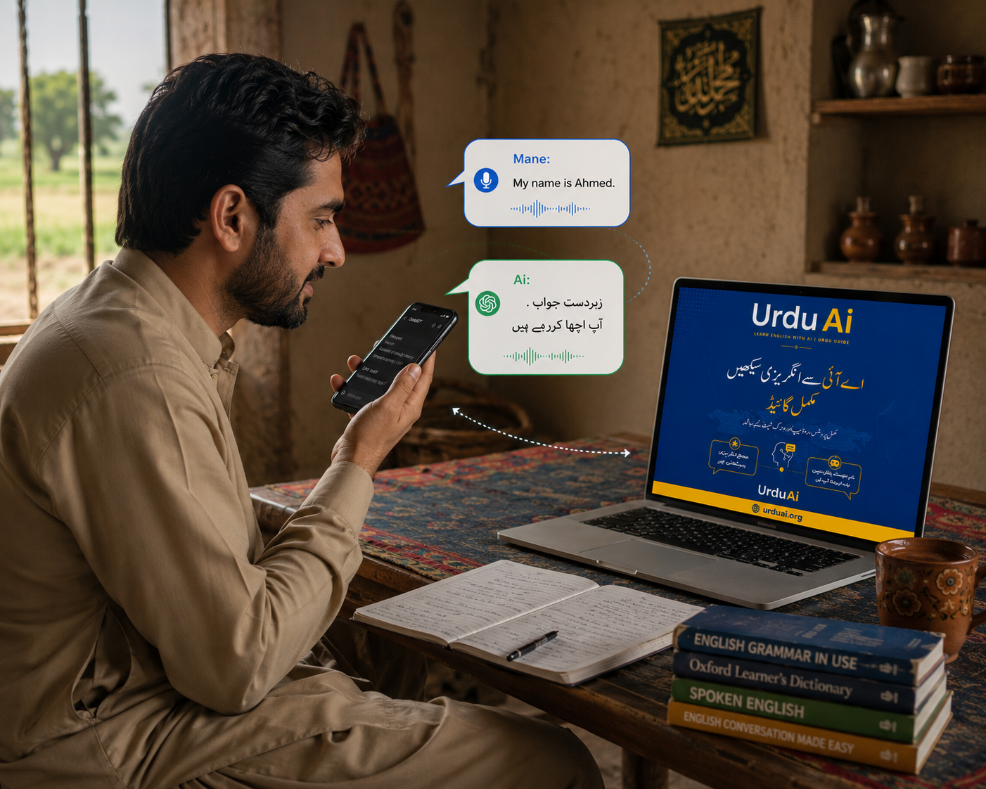 اے آئی سے انگریزی بولنا سیکھیں — مفت ۶۰ روزہ گائیڈ